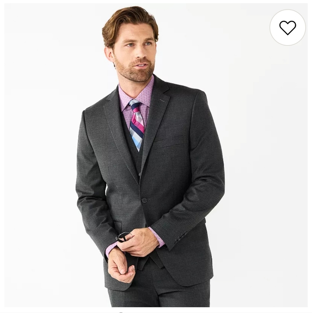 Men's Charcoal Gray Suit 40S Slim Fit